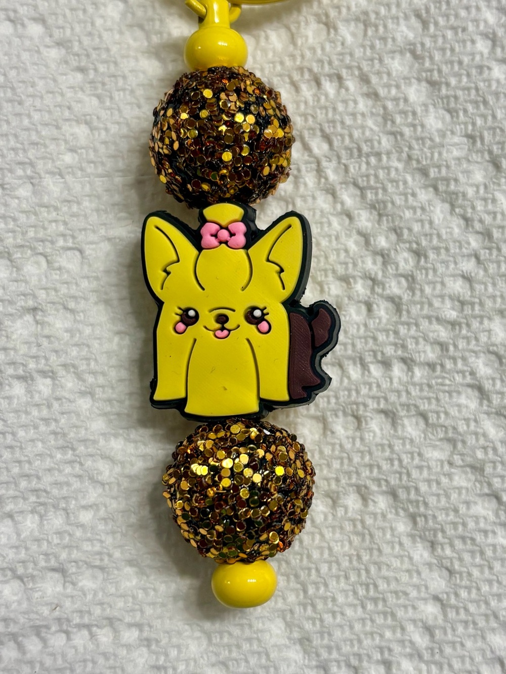 NIP Yellow Dog Charm Keychain